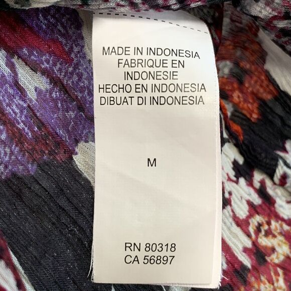 Lucky Brand Top Women M Multicolor Floral Boho Sheer‎ Button-Front Viscose C42 - Picture 7 of 11